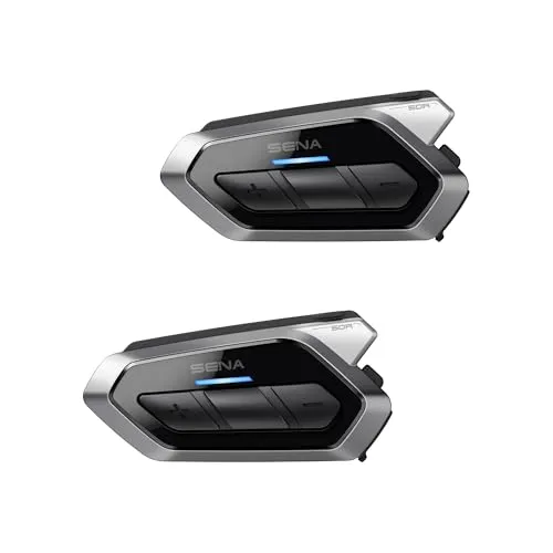 SENA 50R Kommunikationssystem Doppelset - Sound by Harman Kardon - Motorrad-Headsets mit einzigartiger Audio-Multitasking Technologie für gleichzeitige Intercomgespräche und Musik. Robust, wetterbeständig und mit bis zu 13 Stunden Bluetooth-Sprechzeit.