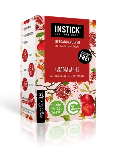 INSTICK Getränkepulver Granatapfel 12-er Packung (für 12 x 0,5 L)