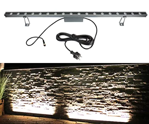 Arnusa LED Wandstrahler 100cm - Warm Weiß für Garten und Fassaden - Hochwertiger LED Wandstrahler für Außenbereiche, ideal zur Beleuchtung von Fassaden und Gärten. Mit 5m Zuleitung und erweiterbarer Anschlussmöglichkeit, wetterfest (IP65) und pflegeleicht aus Aluminium.