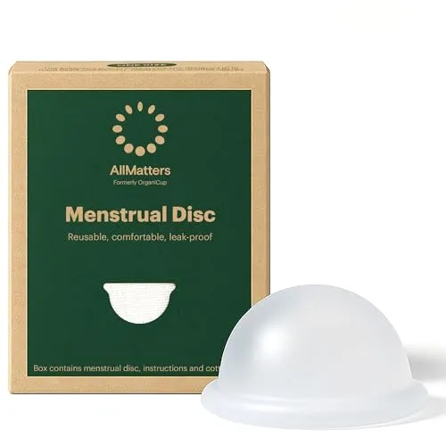 AllMatters Menstruationsscheibe – Wiederverwendbare Alternative zu Tampons - Menstruationstassen: Bequeme und flexible Menstruationsscheibe aus 100% medizinischem Silikon, fasst das Volumen von bis zu 6 Tampons und bietet bis zu 12 Stunden zuverlässigen Schutz.