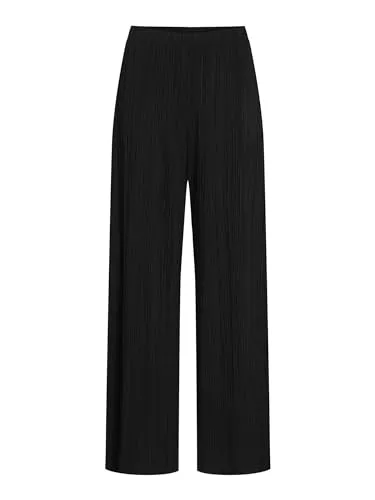 Vila Hose in Schwarz - XL - Herren-Stoffhose aus recyceltem Polyester, elastischer Bund für optimalen Komfort und lockerer Schnitt mit plissiertem Look.