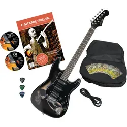 Rocktile Pro ST60-SK E-Gitarre Skull mit Zubehör - E-Gitarren-Set mit Linde-Korpus und Ahorn-Hals, inklusive Gigbag, Kabel, Plektren und Gitarrenschule mit CD & DVD für den perfekten Einstieg in die Welt der E-Gitarre.