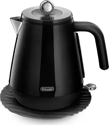 De'Longhi Eclectica KBY2001.BK Wasserkocher - Eleganter Edelstahl-Wasserkocher mit 1,7 l Volumen, 2200 W Leistung und automatischer Abschaltung für sichere Nutzung, ideal für stilbewusste Teetrinker.