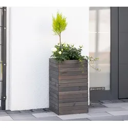 Westmann Holz Pflanzkübel Mono | Grau | 33x33x56 cm - Garten-Zubehör mit modernem Design und praktischem Pflanzeinsatz für sauberes Bepflanzen. Ideal für Balkon, Terrasse oder Eingangsbereich, aus FSC®-zertifiziertem Kiefernholz.