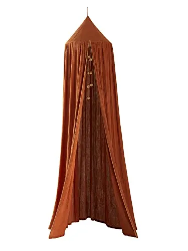 vertbaudet Betthimmel WILD SAHARA, Musselin - Betthimmel für Kinderzimmer, verwandelt das Bett in ein gemütliches Kuschelnest! Aus Musselin und Baumwolle, mit 2 Pompon-Girlanden für zusätzlichen Charme.