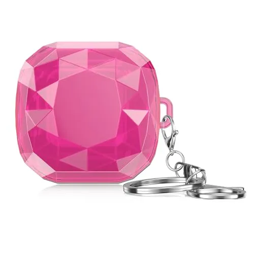 kwmobile Kopfhörer Hard Case kompatibel mit Samsung Galaxy Buds 2 Pro/Buds 2 / Buds Live/Buds Pro Hülle - In Ear Hard Cover Schutzhülle in Diamantenform - Transparent Rosa