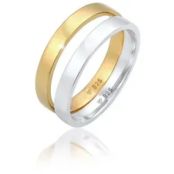 Elli Ring-Set Bandring Basic Bi-Color Set (2 tlg) 925 Silber, Ring Set silberfarben 58