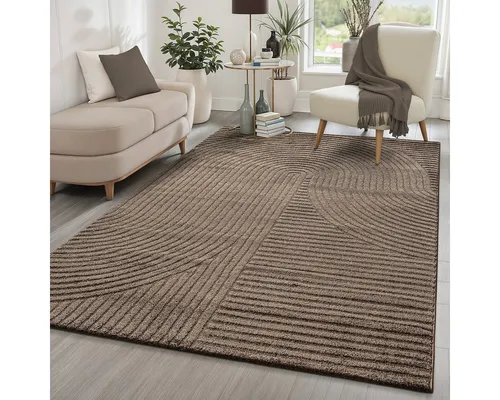 Teppich THE CARPET "Everest", braun, 140x200 cm - Stylischer Teppich Everest für Ihr Zuhause! Mit seinem eleganten Hoch-Tief-Effekt und der hohen Flordichte sorgt er für ein modernes Ambiente und höchsten Komfort in jedem Raum.