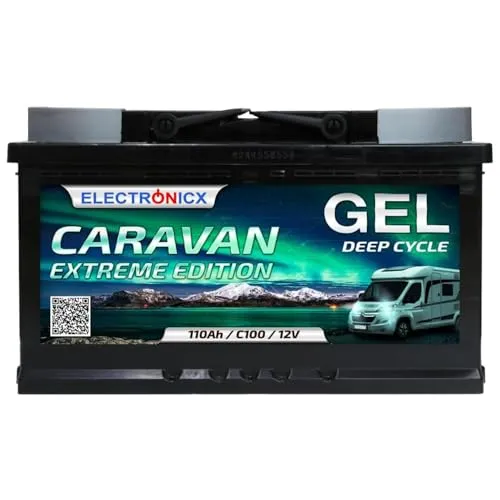 Electronicx 12 V 110 Ah Gel-Batterie – Wartungsfreie Deep Cycle Solarbatterie für Caravan & Camping - Deep-Cycle-Batterien: Diese leistungsstarke 12 V Gel-Batterie bietet über 500 Zyklen und ist ideal für netzunabhängige Stromversorgung in Wohnmobilen und Booten.