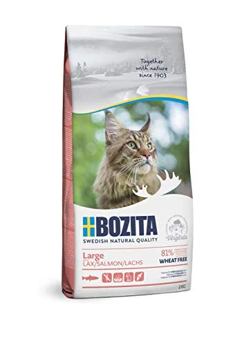 Bozita Katzen-Trockenfutter Feline Weizenfrei Lachs 2 kg - Hochwertiges Trockenfutter für große und langhaarige Katzen. Mit frischem Lachs für besten Geschmack und leicht verdauliche Nährstoffe. Unterstützt ein gesundes Fell und Gelenke durch wertvolle Inhaltsstoffe.