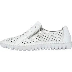 Rieker Damen Low-Top Sneaker M2300 - Damen-Sneaker aus Glattleder mit flacher TR-Sohle, ideal für den Alltag und bieten hohen Tragekomfort dank Reißverschluss und normaler Weite.