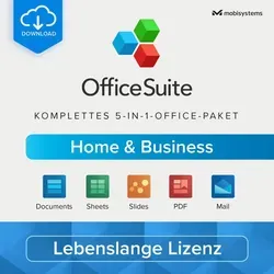 Mobi OfficeSuite Home & Business - Office-Software für umfassende Bürobedürfnisse, ideal für Home-Office und geschäftliche Anwendungen mit Unterstützung für 18 Sprachen.