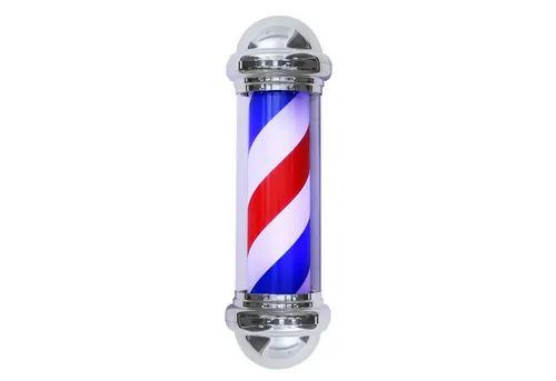 Barberpub Außen-Stehlampe Barber-Pole L016B - Standleuchte für Barbershops, drehbar und mit fest integriertem LED, 75 cm hoch – für ein stilvolles Ambiente im Innen- und Außenbereich.
