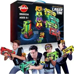 Lasertag Set Kinder 4er Pack Wiederaufladbar mit Empfängern - Spannendes Lasertag Set für Kinder! Wiederaufladbare Pistolen, 40 Meter Reichweite und 5 Waffenmodi sorgen für actionreiche Spiele. Ideal für bis zu 4 Spieler – perfekt für Familien und Freunde!