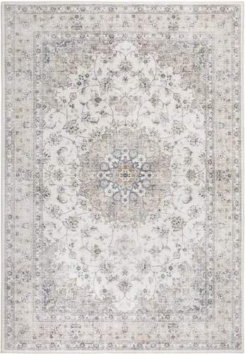 LUXOR living Teppich Prima 3 - Vintage Design in Creme - Flachgewebe-Teppich im Orient-Optik mit 7 mm Höhe, ideal für stilvolle Akzente in Ihrem Wohnraum. Pflegeleicht und fußbodenheizungsgeeignet, bringt er gemütliche Atmosphäre.