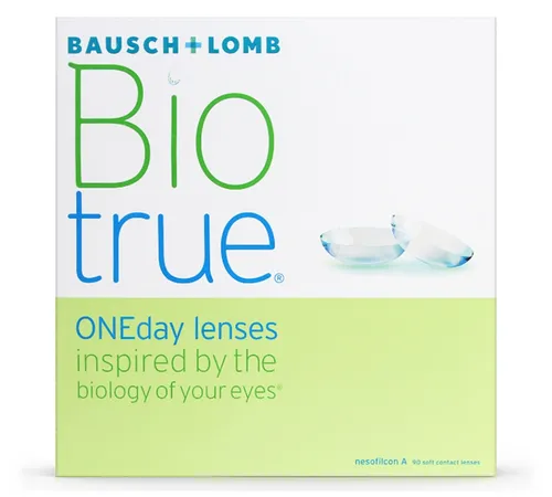 Bausch & Lomb Biotrue® ONEday 90 Tageslinsen - 90er Box Tageslinsen aus innovativem HyperGel für hohen Tragekomfort und klare Sicht den ganzen Tag. Keine Reinigung nötig, einfach am Abend entsorgen und am Morgen frisch einsetzen.