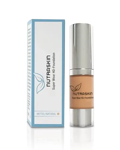 Nutraskin Super Wear HD Foundation medium – Liquid Foundation I Make Up Foundation flüssig für einen strahlenden Teint I Langanhaltes und wasserfestes Primer Make Up I Made in Germany I 15ml