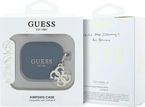 Guess GUA4LECG4K Apple AirPods 4 Hülle Silikon 4G Charm schwarz - Kopfhörer-Zubehör mit stilvollem Design und hochwertigem Silikonmaterial, das Ihre AirPods vor Stößen und Kratzern schützt und gleichzeitig modisch aussieht.