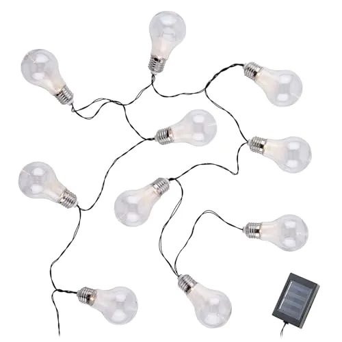 BUTLERS Solar Lichterkette Sunlight mit 10 Glühbirnen – 3,8 m Gartenbeleuchtung - Dekorative Solar Lichterkette mit 10 Glühbirnen, ideal für stimmungsvolle Abende im Garten oder auf dem Balkon. Einfache Installation und umweltfreundlich dank solarbetriebenem Licht.