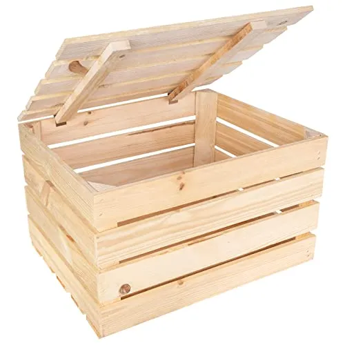 Creative Deco Holztruhe Aufbewahrungsbox mit Deckel - Praktische Holztruhe zur Aufbewahrung von Spielzeug und mehr. Robuste Bauweise mit Scharnieren, ideal für jedes Zuhause. Maße: 50x40x30 cm, Gewicht: 4400 g.