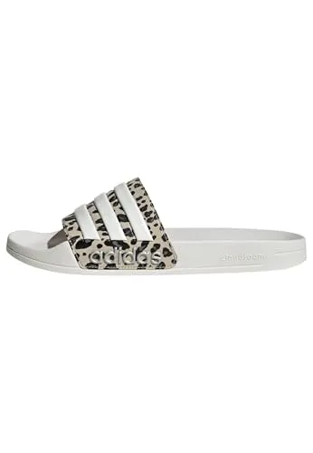 adidas Unisex Adilette Shower Slides Sandal, Crystal Linen/core white/Khaki Six, 42 EU