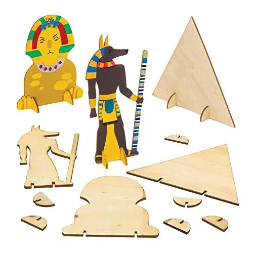 Baker Ross Bastelsets aus Holz „Ägypten“ zum Aufstellen (6 Stück) - für Kinder zum Mallen, Zusammensetzen und Dekorieren