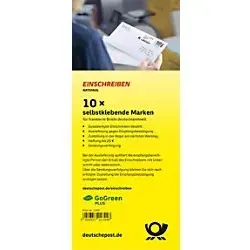 Deutsche Post 2,65 € Einschreibenmarken selbstklebend, 10 St. - Einschreiben: 10 selbstklebende Marken für schnellen und nachweislichen Versand Ihrer Briefe – einfach abziehen, aufkleben und fertig!