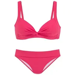 Triangel-Bikini LASCANA, Damen, rot, Gr. 34, Cup A - Bademode: Unifarbenes Bralette-Bikini-Set von Lascana mit wattierten Cups, verstellbaren Trägern und einem eleganten Knotendetail. Ideal für einen stylishen Strandauftritt!