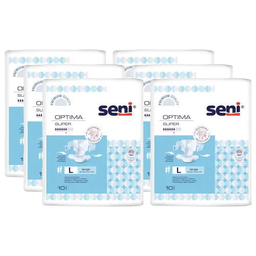 Seni Optima Super Inkontinenzvorlagen - Vorlagen für mittlere bis schwere Inkontinenz mit doppeltem Saugkissen und integriertem Hüftbund für ein angenehmes Tragegefühl und optimale Sicherheit.