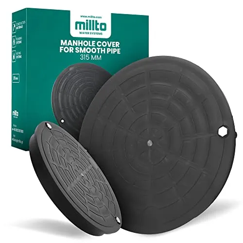 Millto™ Schachtdeckel Revisionsschachtdeckel Kl. A15 Unterflur-Entwässerungsinspektion glattes Rohr Rohr massiv Erdentwässerungsdeckel rund 315mm