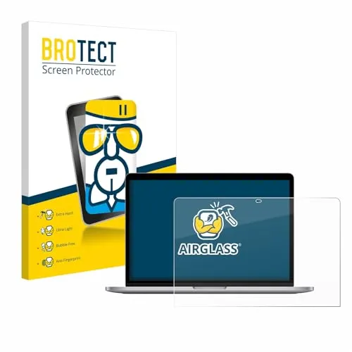 BROTECT Schutzglas für Apple MacBook Pro M1 13" 2020 Schutzfolie Panzer Folie Glas [Extrem Kratzfest 9H, Anti-Fingerprint, Ultra-Transparent]
