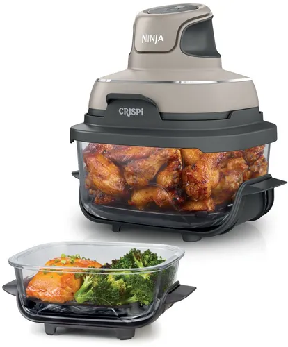 NINJA FN101EUST Crispi Heißluft-Fritteuse - Heißluftfritteuse mit 4 Kochfunktionen, 1700 W PowerPod und 50% weniger Energieverbrauch. Ideal für gesunde Mahlzeiten in kleinen Küchen.