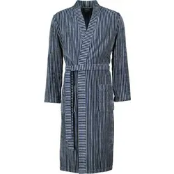 Cawö Herrenbademantel Streifen 4854 Kimono Velours - Herren-Bademantel aus 100% Baumwolle in Blau, gestreift, mit Kimono-Schnitt für höchsten Tragekomfort und ein stilvolles Aussehen.