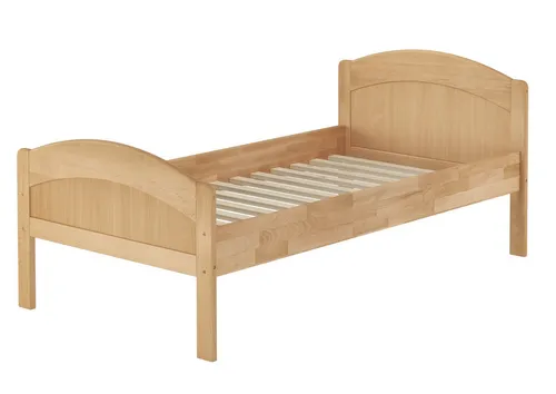 ERST-HOLZ Massivholzbett Seniorenbett Buche mit Kopf- und Fußteil 90 x 200 cm Hoher Sitzkante, Buche farblos lackiert