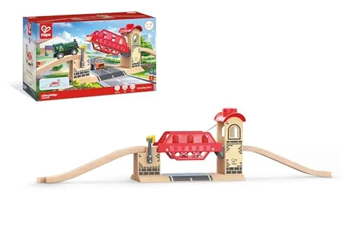Hape Eisenbahnwelt Zugbrücke - aus Holz, Spielzeug Eisenbahn Zubehör, Brücke für Holzeisenbahnen, kompatibel mit gängigen Schienensystemen, für Kinder ab 3 Jahren