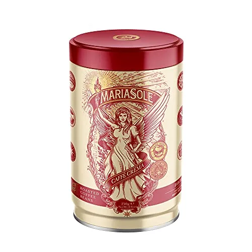 MariaSole Caffè Crema 250g in hochwertiger Kaffeedose – Traditionelle Röstung in Sizilien über Holzfeuer In Handarbeit – Premium Kaffeebohnen für Vollautomat und Siebträger