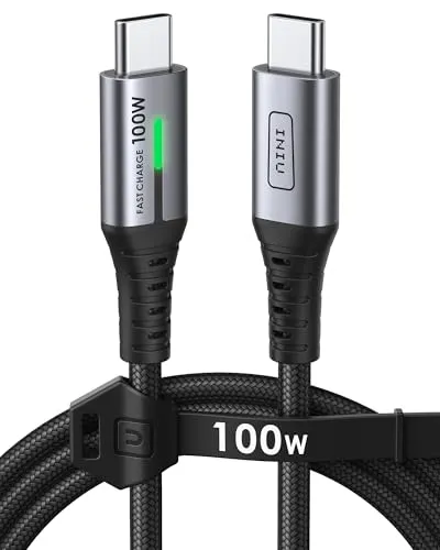 INIU USB C Kabel, 100W [1m] PD3.0 Schnellladekabel USB C auf USB C, Nylon Geflochten Ladekabel USBC Ladegerät für iPhone 17 16 Pro Samsung Galaxy S25 S24 S23 Pixel 10 iPad Pro MacBook Air Tablets usw.