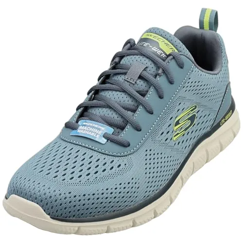 Skechers Herren Track Leshur Sneaker – Slate Mesh Synthetic, 45 EU - Herren-Sneaker mit atmungsaktivem Mesh-Obermaterial, komfortabler Memory-Schaum-Einlegesohle, maschinenwaschbar und vegan.