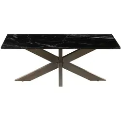 Couchtisch BARCELONA 120x60x45 - Marmor Schwarz mit Antik Grau Kreuzgestell - Eleganter Couchtisch mit einzigartiger Marmorplatte in Schwarz. Das stabile Kreuzgestell aus Eisen in Antik Grau verleiht jedem Raum einen zeitlosen Charme. Entdecken Sie auch weitere luxuriöse Tische der BARCELONA-Serie!