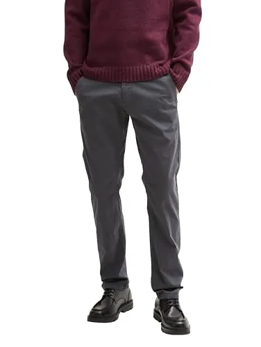 TOM TAILOR Denim Henley T-Shirt in Waffelstruktur, Pavement Grey, S - Wanderhosen aus leicht strukturiertem Baumwollstoff mit Stretch-Anteil für optimalen Tragekomfort und Bewegungsfreiheit.