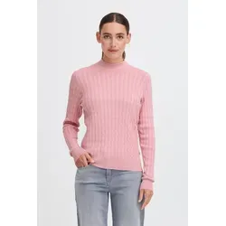 OXMO Rollkragenpullover OXSally Modischer Rollkragenpullover mit Zopfmuster rosa M