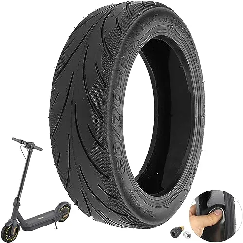 VOLOHAS 60/70-6.5 Tubeless Reifen mit Ventil für Segway Ninebot Max G30/Ninebot F2 Pro D/E3 D Elektroroller, 10 Zoll Ersatzräder Hochelastische Ersatz Reifen mit Live-Kleber Reparierbar Pannensicher
