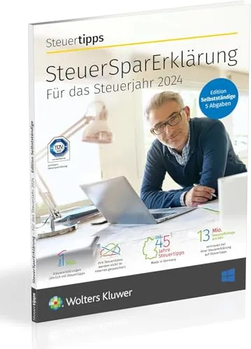 SteuerSparErklärung für Selbstständige 2025 - Steuererklärung Software mit Steuer-KI Alma für einfache und fehlerfreie Abgabe der Gewerbesteuererklärung 2024, inklusive Plausibilitätsprüfung und bis zu 5 Einkommensteuererklärungen.