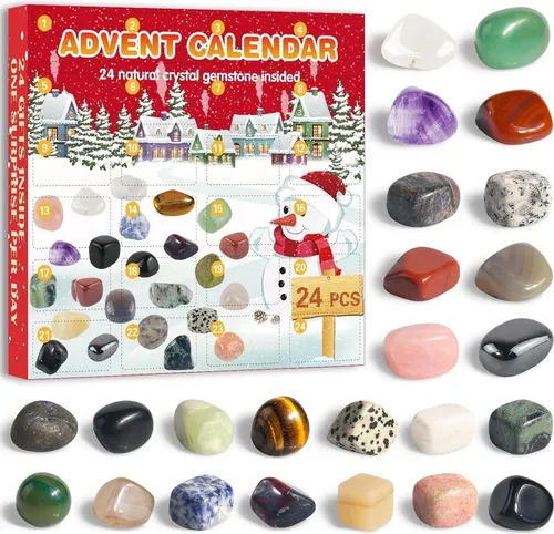 Edelstein Adventskalender 2024 für Kinder - Adventskalender mit 24 natürlichen Edelsteinen, ideal für kleine Geologen - Entdecken Sie spielerisch die Vielfalt der Mineralien und sammeln Sie jeden Tag einen neuen Schatz bis Weihnachten.