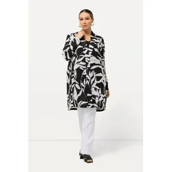Ulla Popken Longbluse Blätter Leinenoptik schwarz 54/56 - Modische Blusenjacke in Leinenoptik mit trendy Blätterdesign, ideal für legere Anlässe. Perfekte Passform in Größe 54/56 für maximalen Komfort.