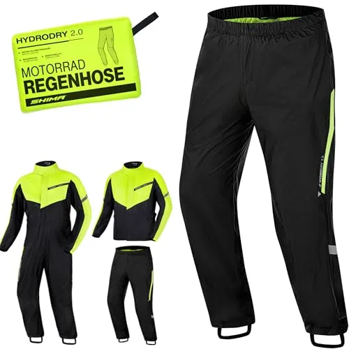 SHIMA HYDRODRY 2.0 Motorrad Regenbekleidung Hose - Funktionswäsche mit 10.000 mm Wasserdichtigkeit und reflektierenden Paneelen für maximale Sichtbarkeit bei Nässe, ideal für sichere Motorradfahrten.