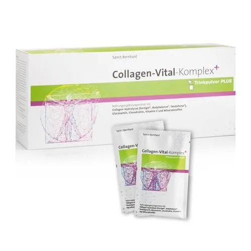 Sanct Bernhard Collagen-Vital-Komplex Plus - Kollagen-Präparate mit Collagen-Hydrolysat, Glucosamin und Chondroitin für gesunde Knochen und Gelenke. Vitamin C unterstützt die Kollagenbildung, ideal für aktive Lebensstile.