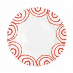 Gmundner Keramik Frühstücksteller Rotgeflammt Ostergeschirr, d: 22 cm / h: 2,2 cm rot
