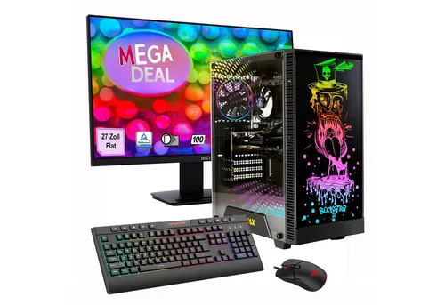 GAMEMAX MegaDeal Rockstar SET02525 - Ryzen 5 5600GT, 16GB RAM, 1TB SSD & MSI 27" Monitor - Voll ausgestattetes PC-System mit AMD Ryzen 5 5600GT, 16GB RAM und 1TB SSD. Inklusive 27" MSI LED-Monitor für beeindruckende Gaming-Erlebnisse.