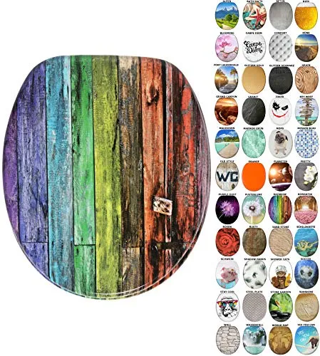 Sanilo Rainbow WC Sitz mit Absenkautomatik - WC-Sitz mit hochwertiger, antibakterieller Oberfläche und sanfter Absenkautomatik für leisen Gebrauch. Ideal für alle gängigen Toilettenbecken, einfach zu montieren und in kreativen Designs erhältlich.